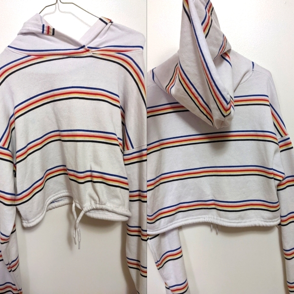 Striped (Red, Yellow, Blue) Cropped Hoodie Size Medium - Picture 2 of 3